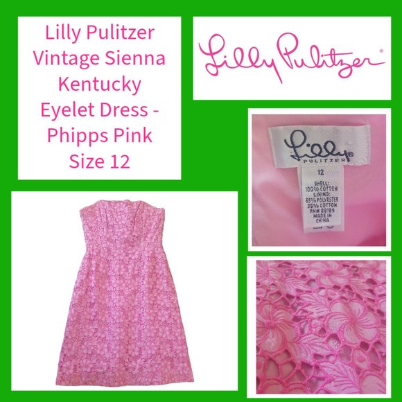 Lilly Pulitzer Vintage - Sienna Kentucky Eyelet Dress in Phipps Pink Size 12 - Picture 1 of 7